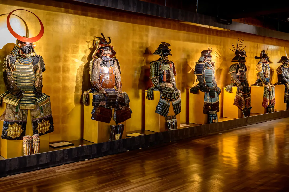 A dramatic gallery of historic samurai armor